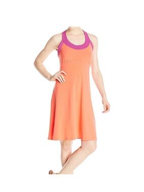 Prana Coral Orange Dress with Purple Trim